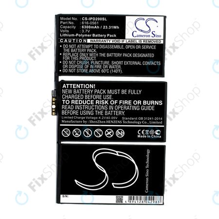 Apple iPad 2 - Batterie 616-0561, 616-0559 6300mAh HQ