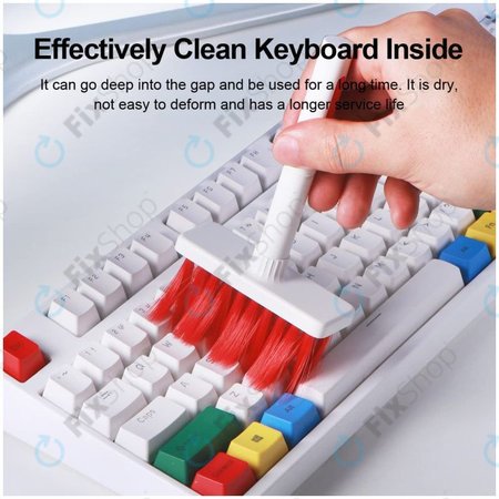 Brosse de nettoyage multifonctionnelle + stylo de nettoyage + extracteur de clé (rouge)