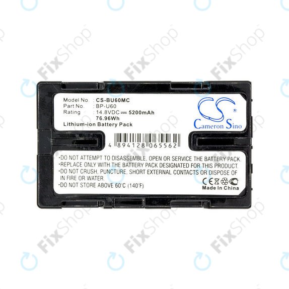 Batterie pour Sony HD422, PMW-100, 200, PMV-Ex1, F3, 5200mAh, Li-Ion, 14.8V, BP-U60, HQ