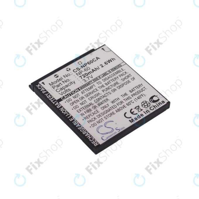 Batterie pour Casio Exilim Zoom EX-Z19, EX-Z85, EX-Z9, 720mAh, Li-Ion, 3.7V, NP-60, HQ