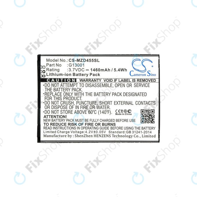 Batterie pour Navon Mizu D455, 1460mAh, Li-Ion, 3.7V, G13001, HQ