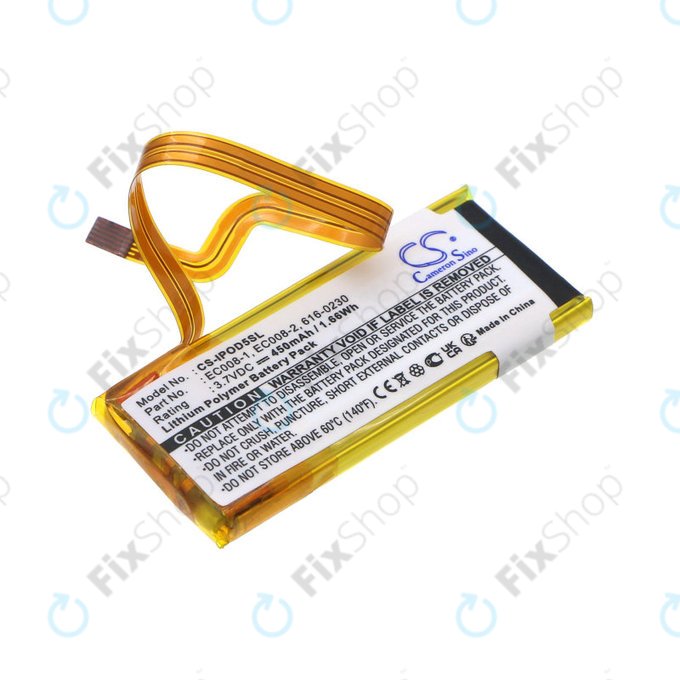 Batterie pour Apple iPod Classic 6th Gen, iPod 5G, iPod Video, 450mAh, Li-Pol, 3.7V, EC008, HQ