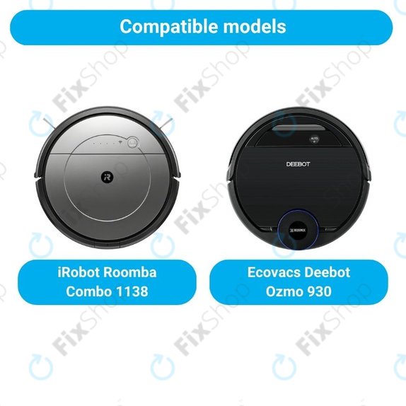 Kit de pièces de rechange pour iRobot Roomba Combo 1138, Ecovacs Deebot Ozmo 930 (1x Brosse principale, 2x Filtres, 2 paires de brosses latérales, 2x Lingettes de lavage)