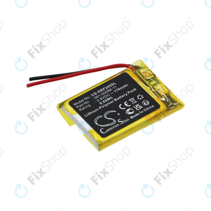 Batterie pour Garmin Forerunner 245, Forerunner 245 Music, 170mAh, Li-Pol, 3.8V, 361-00086-11, HQ