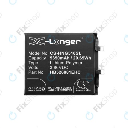 Batterie pour Honor Magic 5 Pro, 5350mAh, Li-Pol, 3.86V, HB526881EHC, HQ