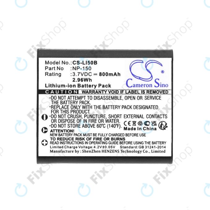 Batterie pour Olympus MJU, Casio Exilim, Kodak PIXPRO, 800mAh, Li-Ion, 3.7V, NP-150, HQ