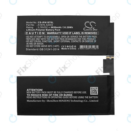 Apple iPad Pro 12.9 (3rd Gen 2018), iPad Pro 12.9 (4th Gen 2020) - Batterie A1876, A2043 9650mAh HQ