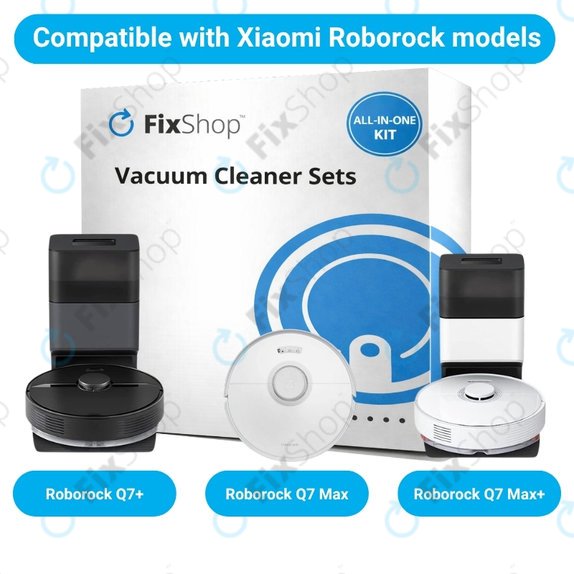 Kit de pièces de rechange pour Xiaomi Roborock Q7+, Q7 Max, Q7 Max+ (2x Brosse principale, 4x Filtre, 4x Brosse latérale – blanche)