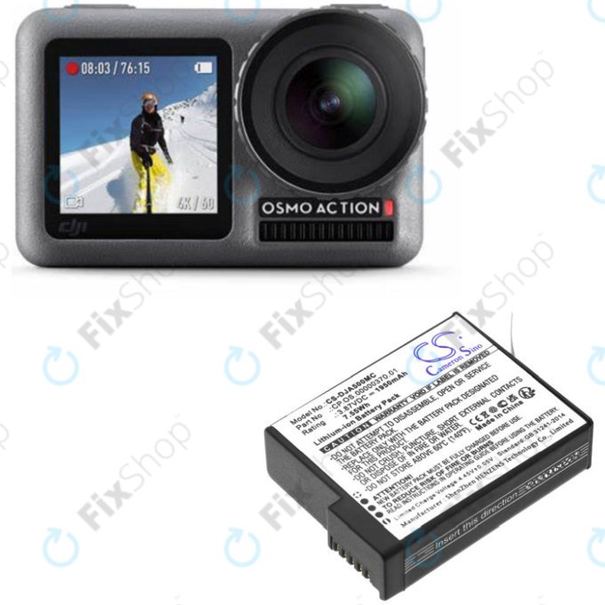 Batterie pour DJI Osmo Action 5, 1950mAh, Li-Ion, 3.87V, CP.OS.00000370.01, HQ