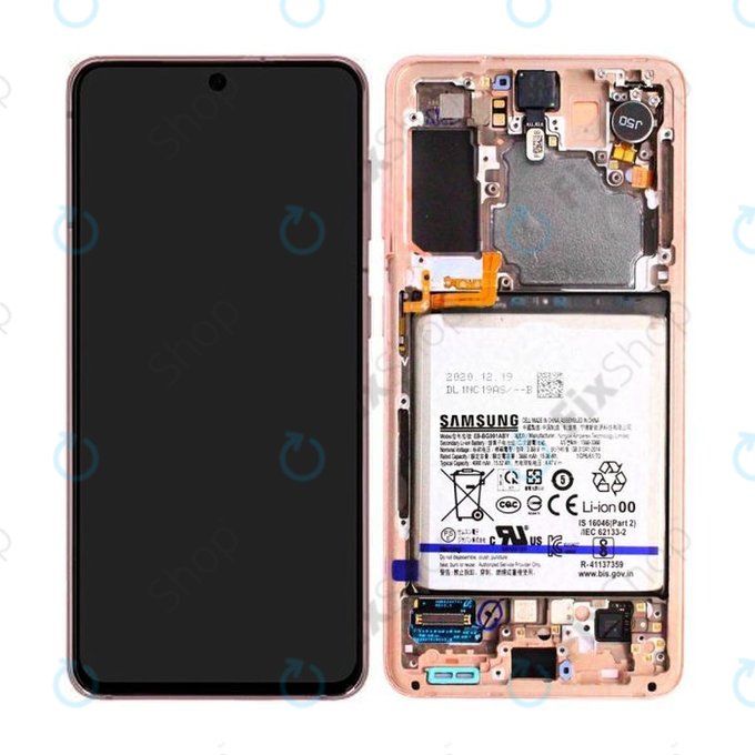 Samsung Galaxy S21 G991B - Écran LCD + Écran tactile + Cadre + Batterie (Rose fantôme) - GH82-24716D, GH82-24718D Genuine Service Pack