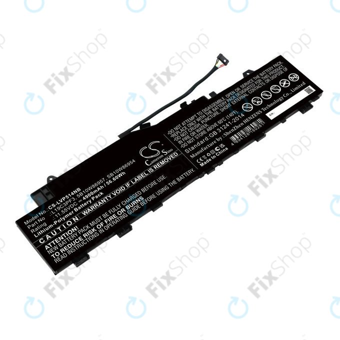 Batterie pour Lenovo Ideapad 5 14, Xiaoxin Air 14 2020, 4900mAh, Li-Pol, 11.55V, 5B10W86957, HQ