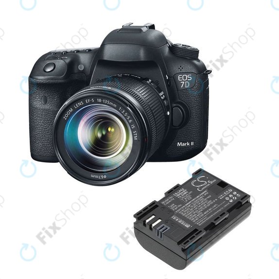 Batterie pour Canon EOS 60D, 5D Mk II, 7D, 1800mAh, Li-Ion, 7.4V, LP-E6, HQ