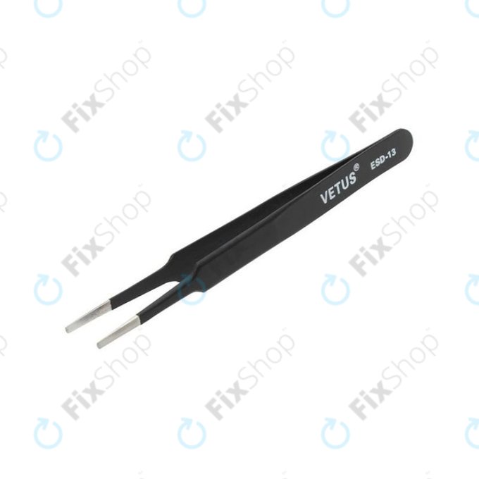 Vetus ESD-13 - Pince à épiler antistatique en métal à pointe plate (115 mm)