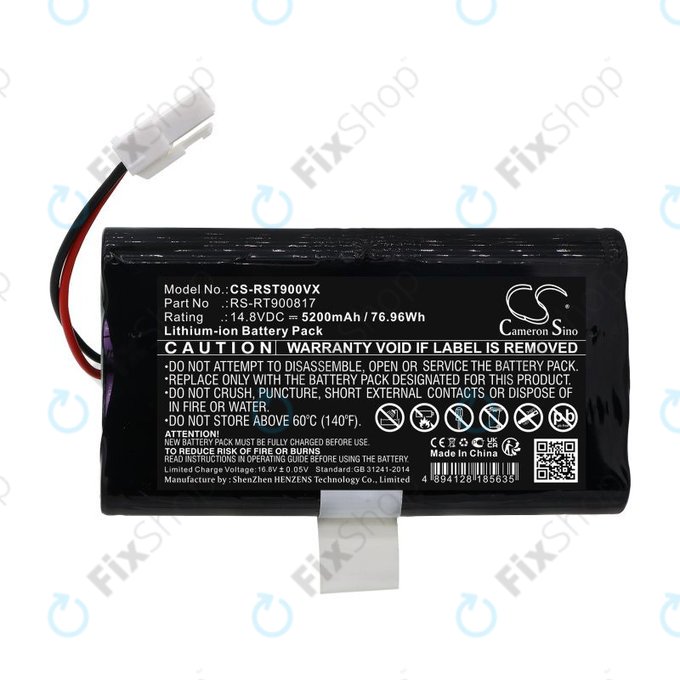 Batterie pour Rowenta Smart Force RR8021WH, 5200mAh, Li-Ion, 14.8V, RS-RT900817, HQ