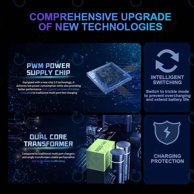 Mechanic V-Power 8 Pro - Station de charge USB avec USB-C, USB 3.0