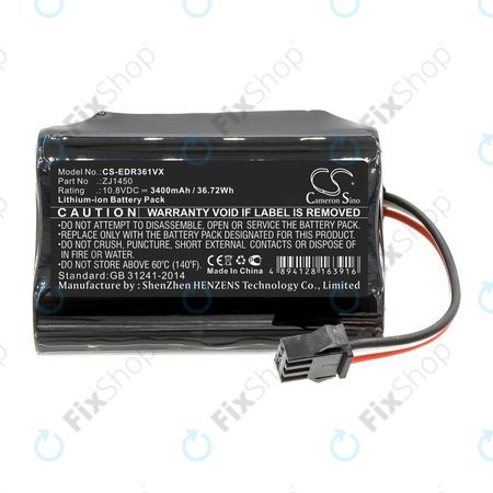 Batterie pour Ecovacs Deebot Slim, D36, 3400mAh, Li-Ion, 10.8V, ZJ1450, HQ