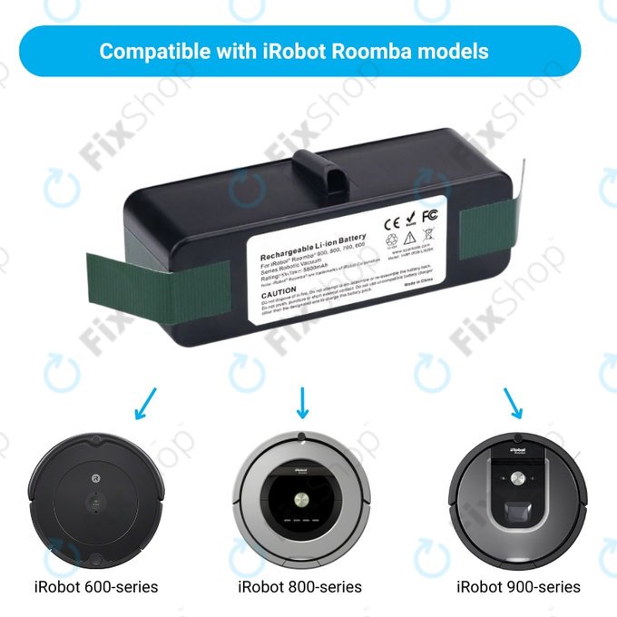 iRobot Roomba 600, 800, 900-series - Batterie 4502233, 4374392, 2130LI Li-Ion 14.8V 5800mAh