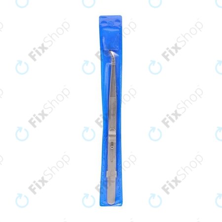 Pince à épiler professionnelle en acier inoxydable, pointe incurvée (162 mm)