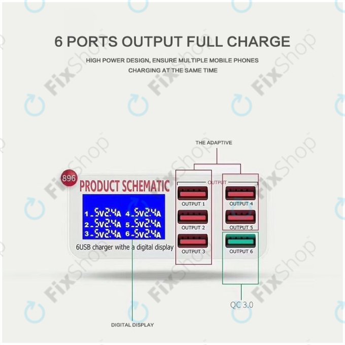 Product Schematic 896 - Station de chargement USB USB 3.0