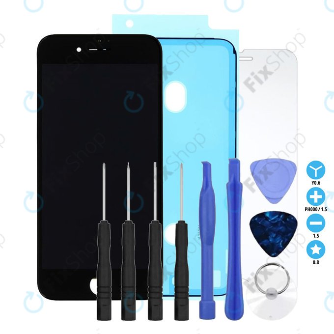 Apple iPhone 8, SE (2020), SE (2022) - Écran LCD + Écran tactile + Cadre (Noir) In-Cell FixPremium + Adhésif pour LCD + Verre trempé + Kit d'outils - Multipack