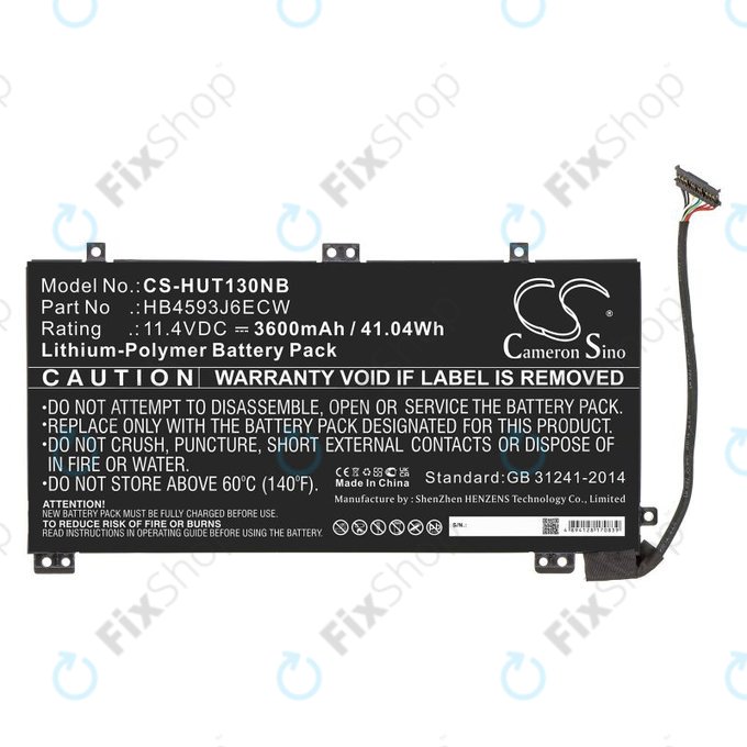 Batterie pour Huawei MateBook 13, 13 i7, 3600mAh, Li-Pol, 11.4V, HB4593J6ECW, HQ