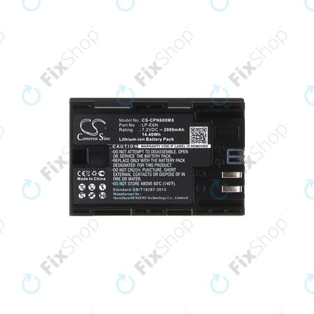 Canon EOS 5D, 5DS, 6, 7, 60, 70, R5, R6 - Batterie LP-E6N Li-Ion 2000mAh HQ