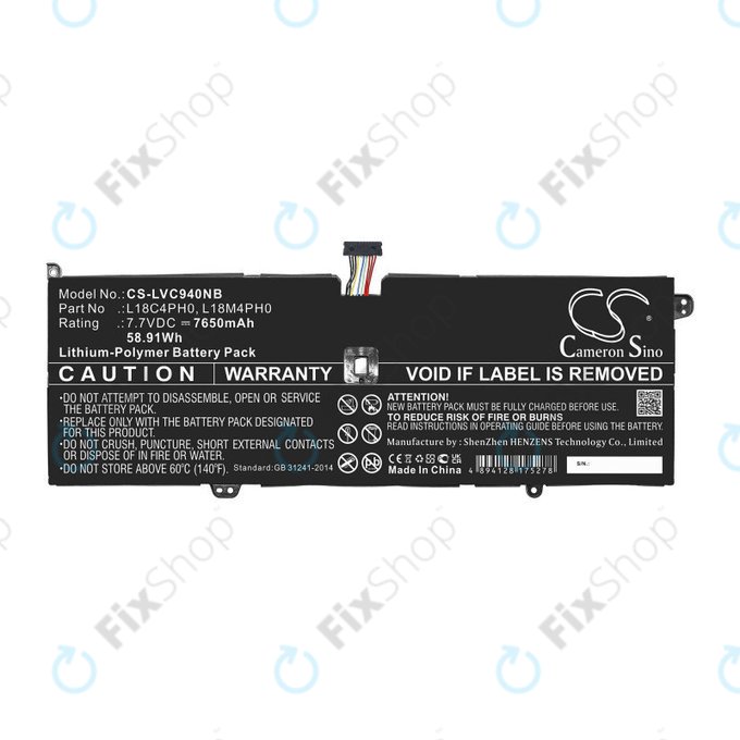 Batterie pour Lenovo Yoga C940, 7650mAh, Li-Pol, 7.7V, L18C4PH0, HQ