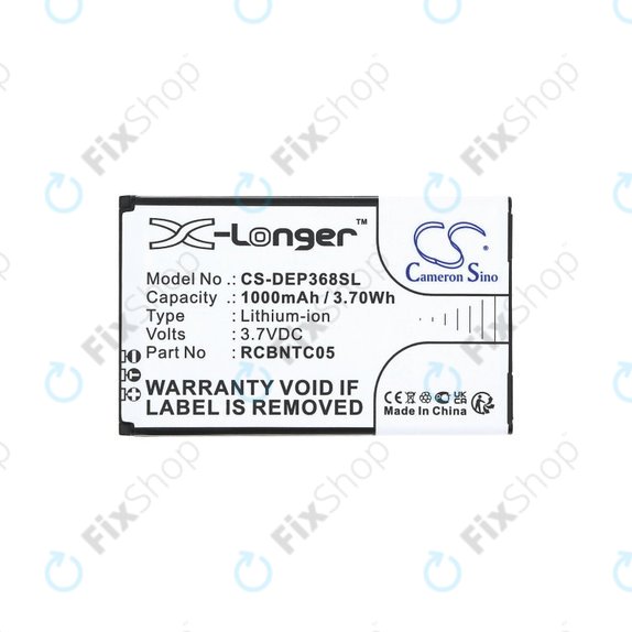 Batterie pour Doro Primo 368, 1000mAh, Li-Ion, 3.7V, RCBNTC05, HQ