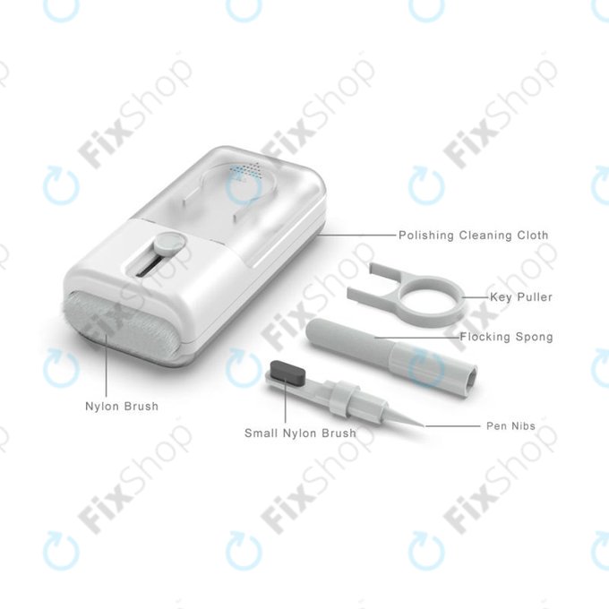 Kit de brosses multifonctions avec chiffon et extracteur de clés 6 en 1