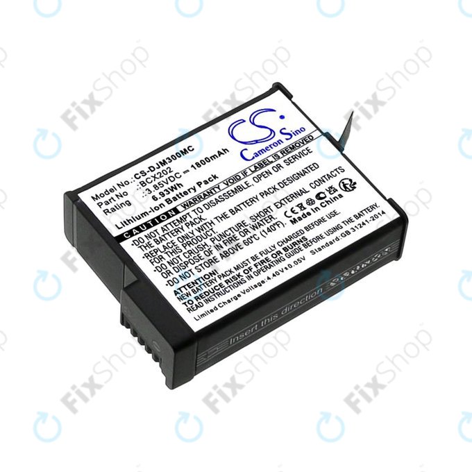 Batterie pour DJI Osmo Action 3, Action 4, 1800mAh, Li-Ion, 3.85V, BCX202, HQ