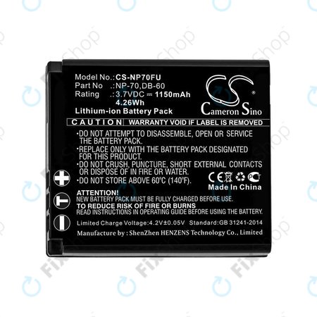 Batterie pour Panasonic Lumix DMC-FX01, 1150mAh, Li-Ion, 3.7V, CGA-S005, HQ