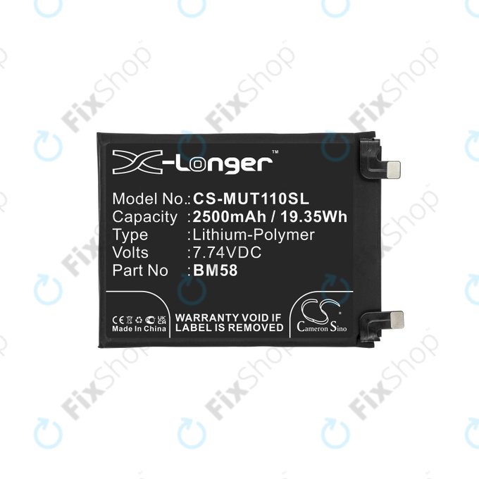 Batterie pour Xiaomi 11T Pro, 2500mAh, Li-Pol, 7.74 V, BM58, HQ
