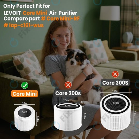 Levoit Core Mini - Filtre HEPA 3-en-1 (Charbon actif) (2 pièces)