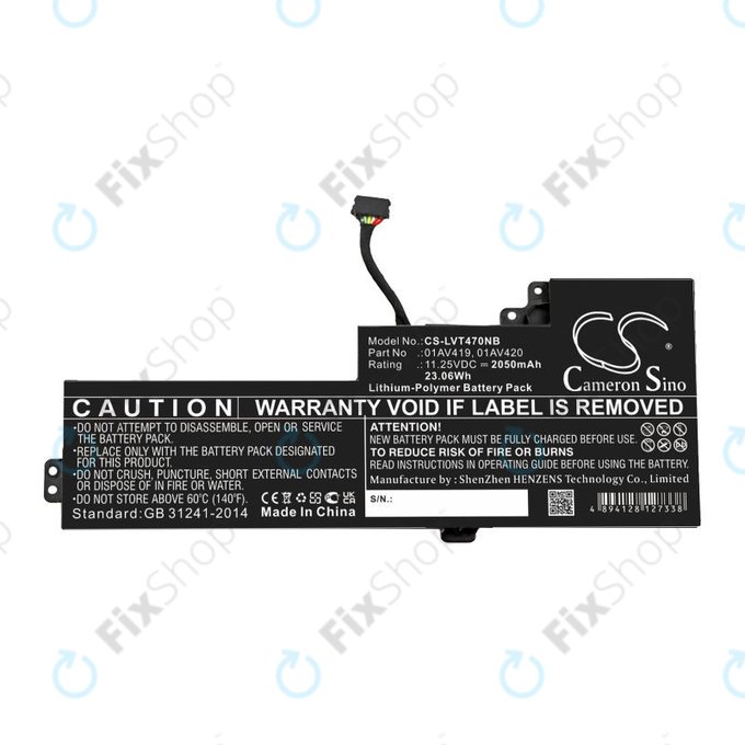 Batterie pour Lenovo Thinkpad A285, T470, T480, 2050mAh, Li-Pol, 11.25V, 01AV419, HQ