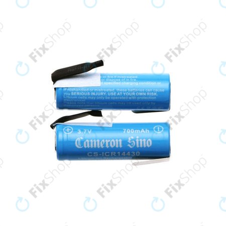 Batterie 14430 avec plaques de montage, 650mAh, Li-Ion, 3.7V, HQ