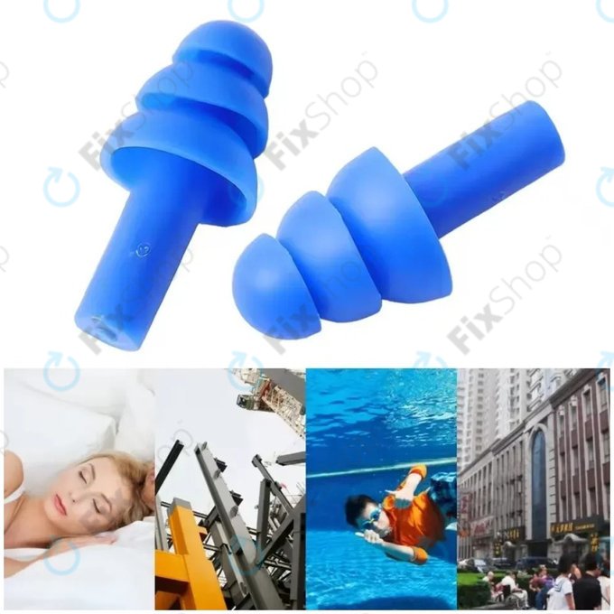 Bouchons d’oreilles en silicone souple, Bleus, Paire