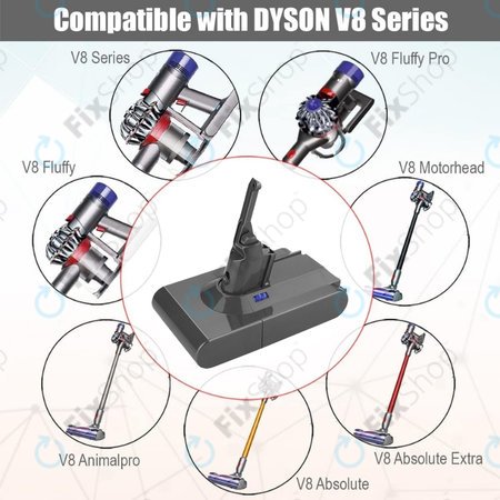 Dyson V8 - Batterie 215681, PM8-US-HFB1497A Li-Ion 21.6V 2500mAh