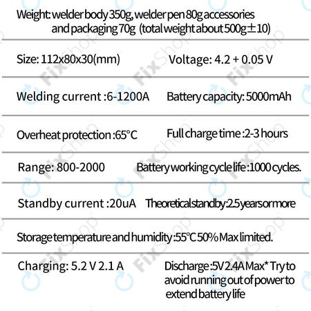 Docreate SW - Affichage numérique de la machine de soudage par points portable (5000mAh)