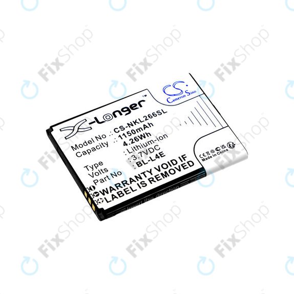 Batterie pour Nokia 2660 Flip 4G, 1150mAh, Li-Ion, 3.7V, BL-L4E, HQ
