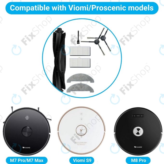 Xiaomi Viomi S9, Proscenic M7 Pro, M7 Max, M8 Pro - Ensemble standard (Noir)