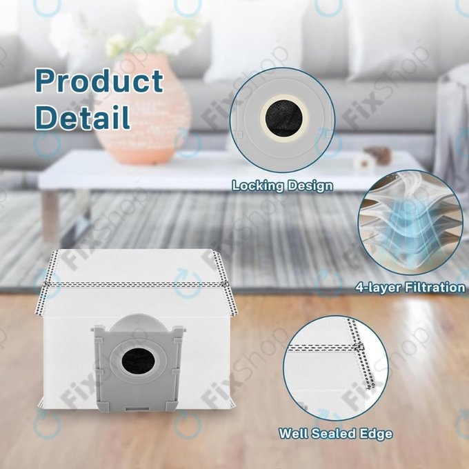 Sac à poussière, 4 pièces pour Ecovacs Deebot T30c, T50-series, T80-series, X8-series, X9 Pro-series