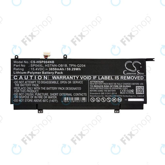 Batterie pour HP Spectre X360 13, 3850mAh, Li-Pol, 15.4V, HSTNN-OB1B, HQ