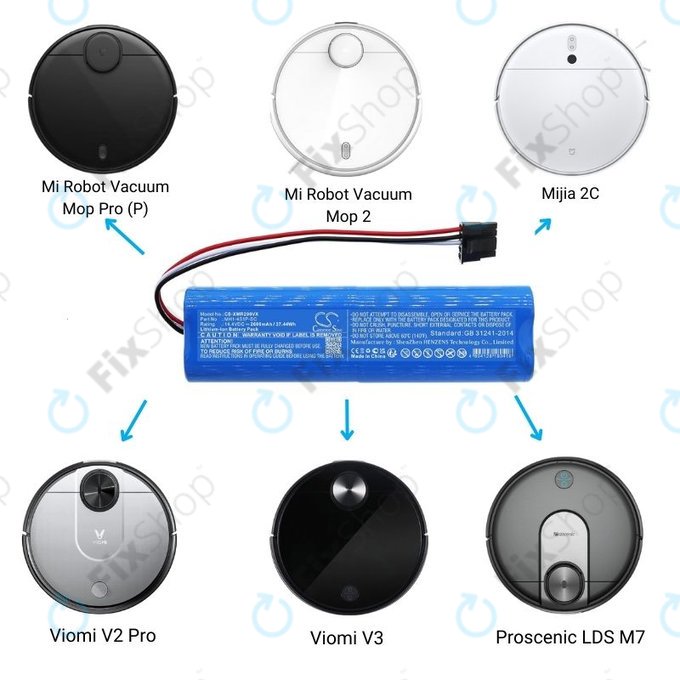 Xiaomi Mi Robot Vacuum Mop Pro (P), 2, Viomi V2 Pro, Proscenic LDS M7 - Batterie STYJ02YM, MH1-4S1P-SC 2600mAh HQ