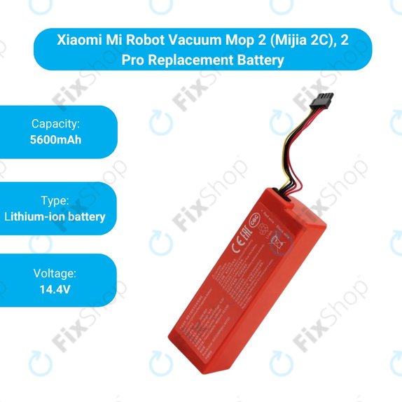 Batterie pour Xiaomi Mi Robot Vacuum Mop 2 (Mijia 2C), 2 Pro, P1904-4S2P-MM, Li-Ion, 14.4V 6500mAh