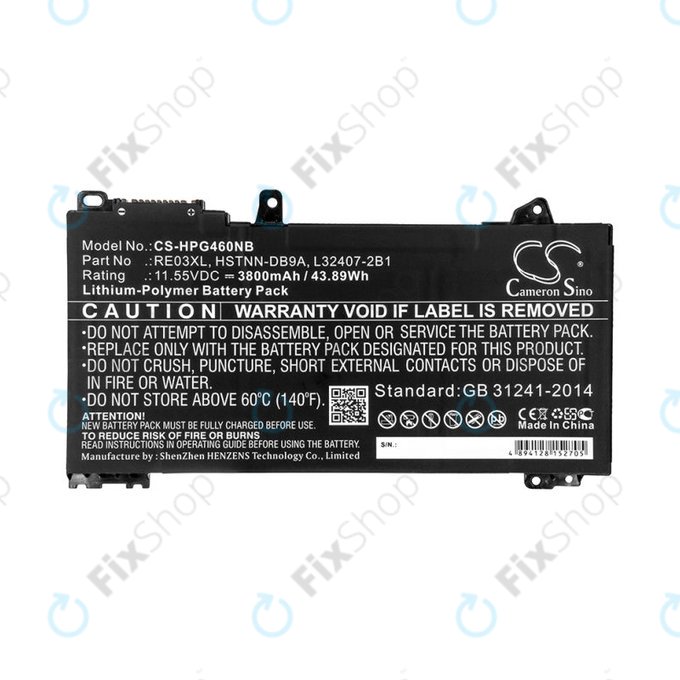 Batterie pour HP ProBook 455, 450, 445, 440, 430 G6, 3800mAh, Li-Pol, 11.55V, RE03XL, HQ