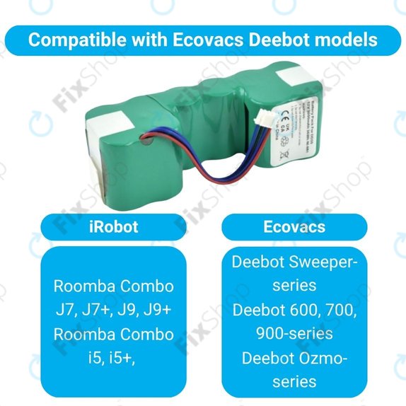 Ecovacs Sweeper-series, Deebot Ozmo-series - Batterie DM88 Ni-MH 12.0V 3000mAh
