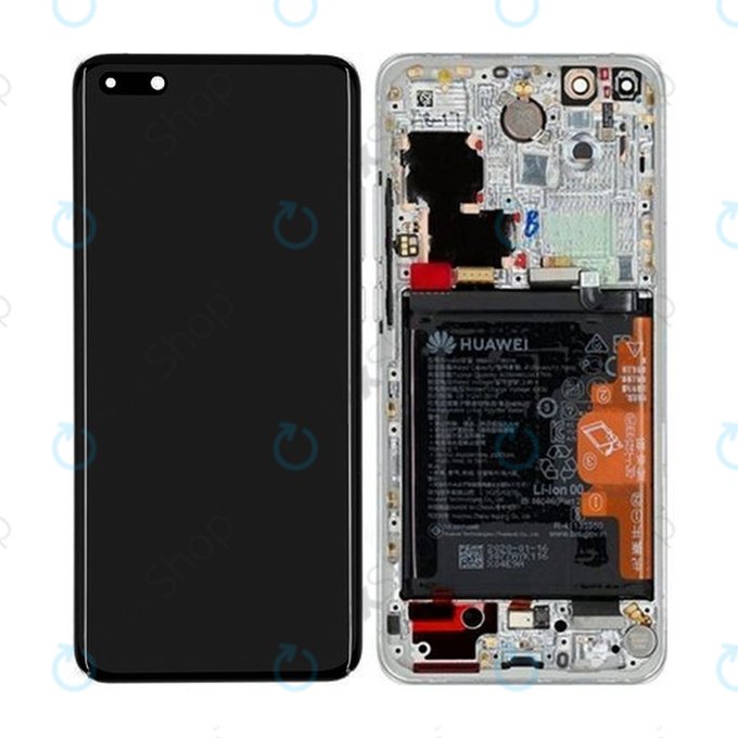 Huawei P40 Pro - Écran LCD + Écran tactile + Cadre + Batterie + Capteur d'empreintes digitales (Blanc glacier, Silver Frost) - 02353PJK