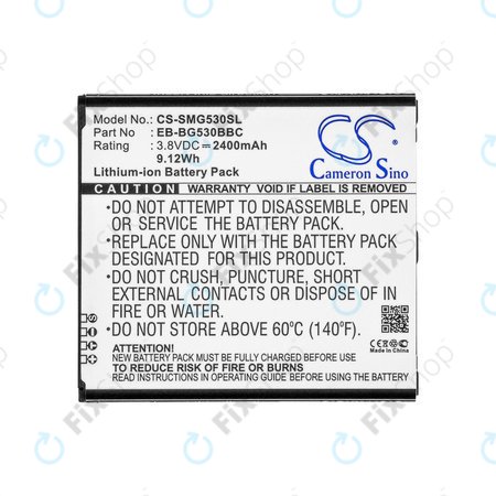 Batterie pour Samsung Galaxy J3, 2400mAh, Li-Ion, 3.8V, EB-BG530BBC, HQ