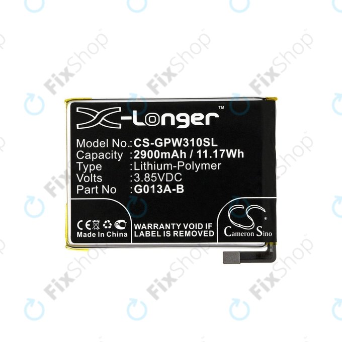 Batterie pour Google Pixel 3, 2900mAh, Li-Pol, 3.85 V, G013A-B, HQ