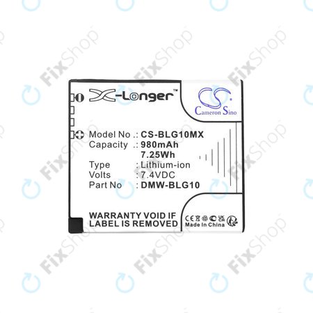 Batterie pour Leica D-Lux Type 109, Panasonic Lumix DMC-GF3, GX7, LX100, 980mAh, Li-Ion, 7.4V, DMW-BLG10, HQ